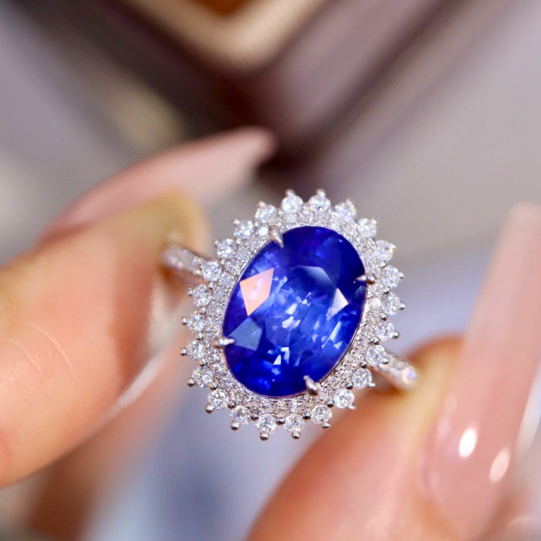 14k Gold 5.06 Ctw Natural Sapphire & Diamond Ring - 4