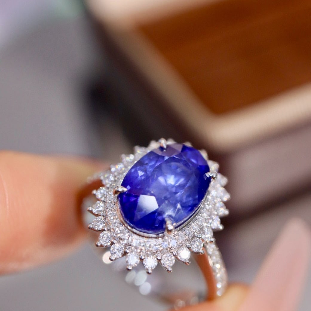 14k Gold 5.06 Ctw Natural Sapphire & Diamond Ring - 5