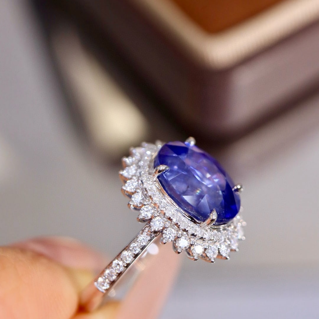 14k Gold 5.06 Ctw Natural Sapphire & Diamond Ring - 6