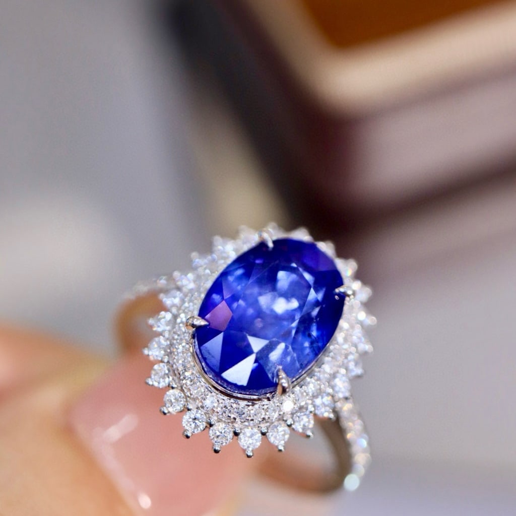 14k Gold 5.06 Ctw Natural Sapphire & Diamond Ring - 7