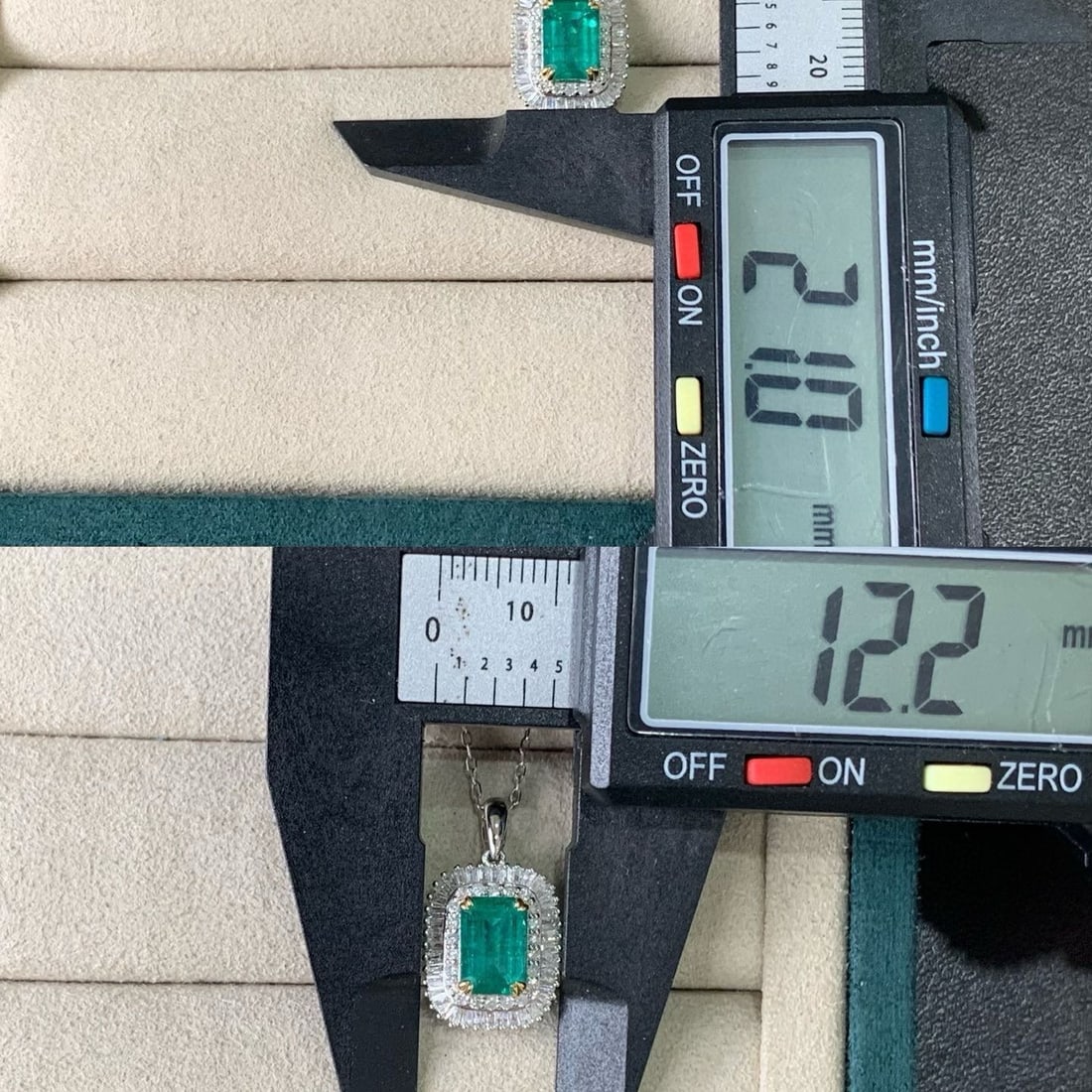 14k Gold 1.96 Ctw Natural Emerald & Diamond Pendant( Without Chain ) - 7