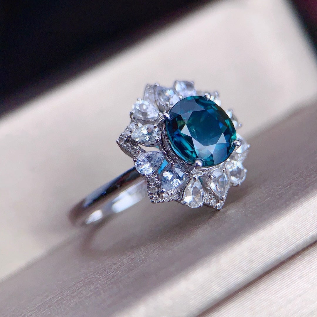 14k Gold 3.21 Ctw Natural Sapphire & Diamond Ring - 2