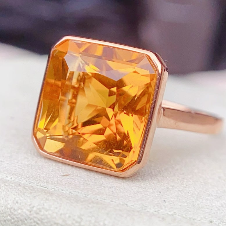14k Gold 7.95 Ct Natural Citrine Ring - 2