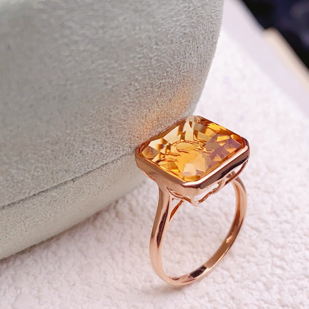 14k Gold 7.95 Ct Natural Citrine Ring - 3