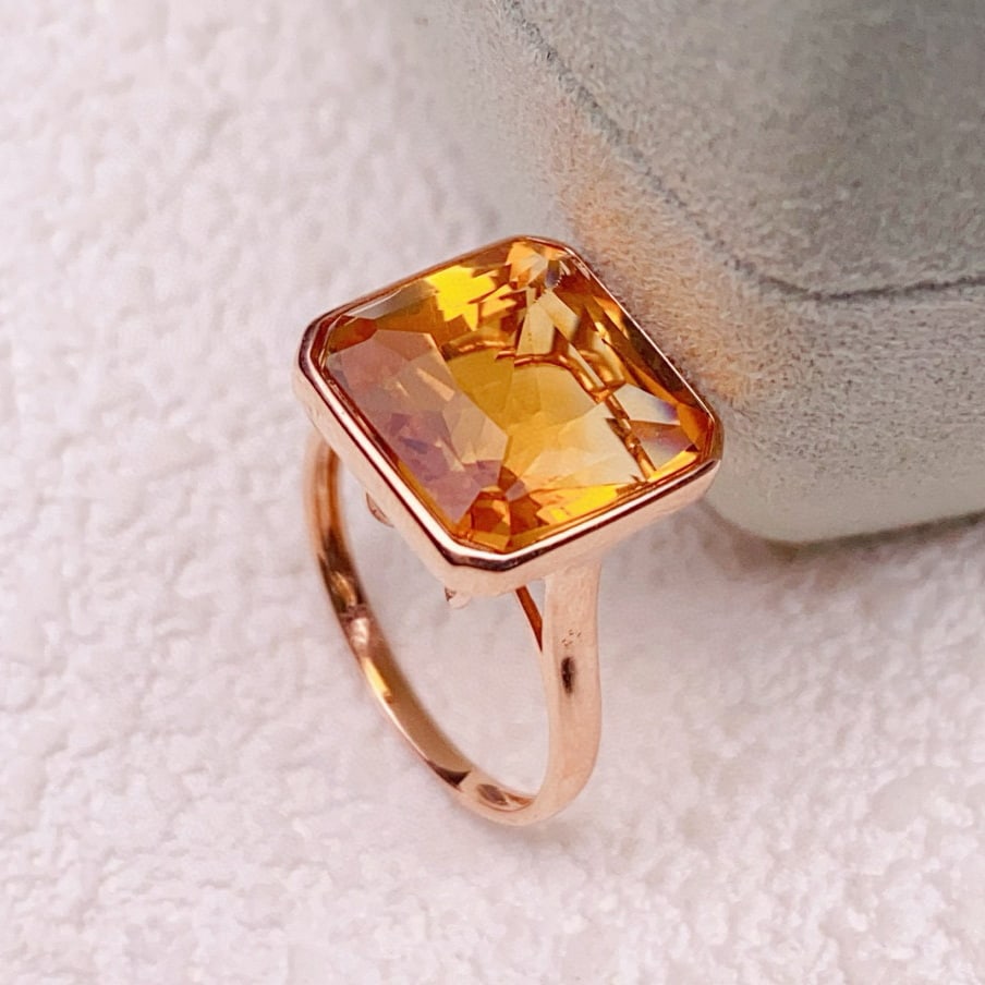 14k Gold 7.95 Ct Natural Citrine Ring - 4