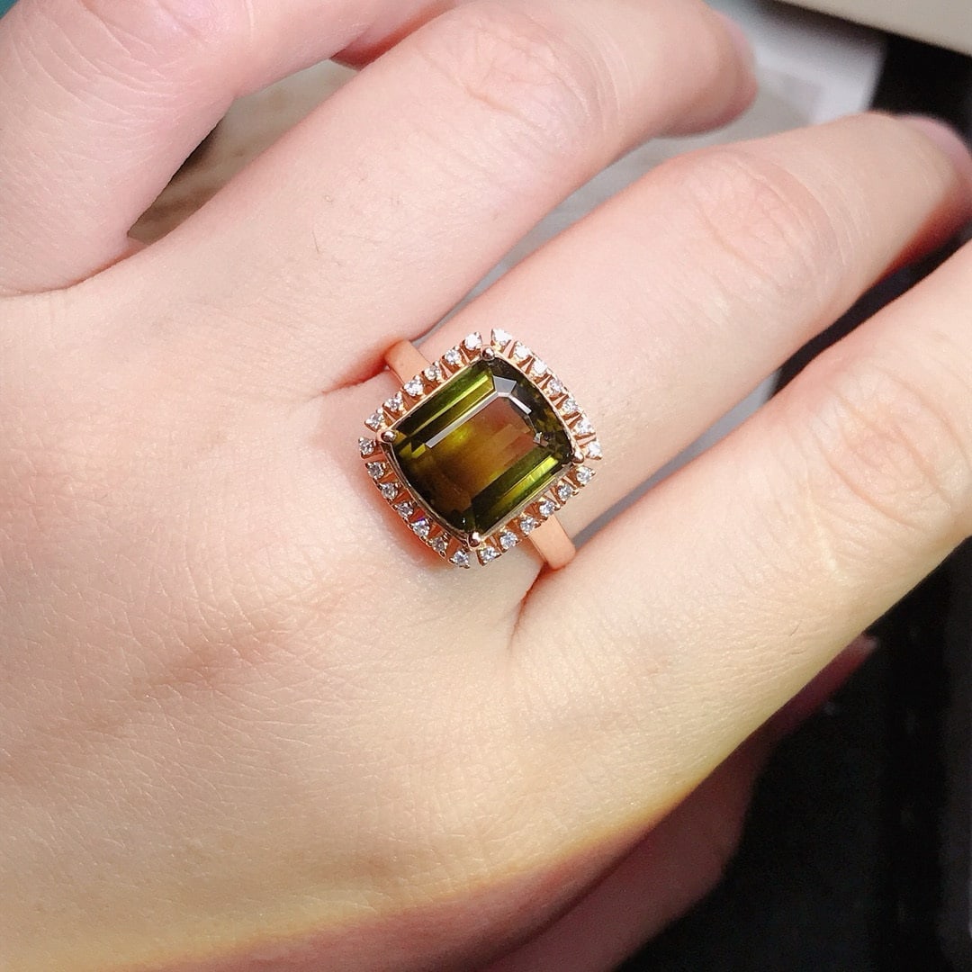 14k Gold 5.71 Ctw Natural Tourmaline & Diamond Ring - 5