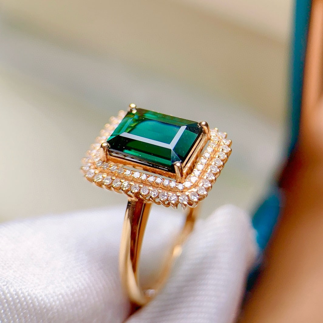 14k Gold 3.87 Ctw Natural Tourmaline & Diamond Ring - 3