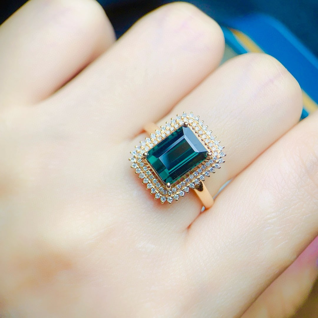 14k Gold 3.87 Ctw Natural Tourmaline & Diamond Ring - 5