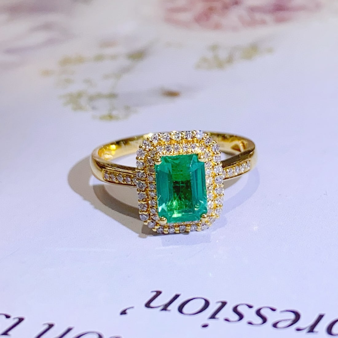 14k Gold 1.29 Ctw Natural Emerald & Diamond Ring - 2