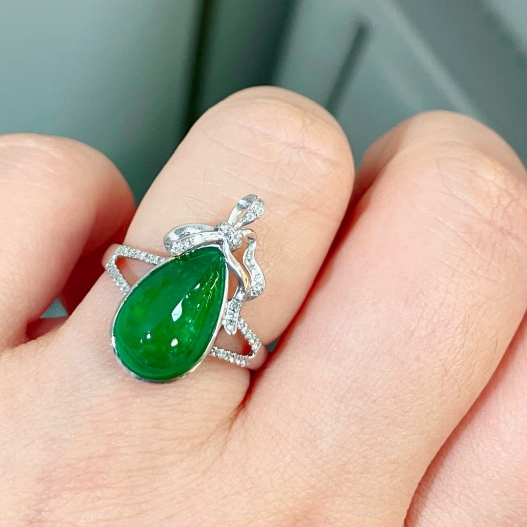 14k Gold 4.93 Ctw Vivid Green Natural Emerald & Diamond Ring - 4