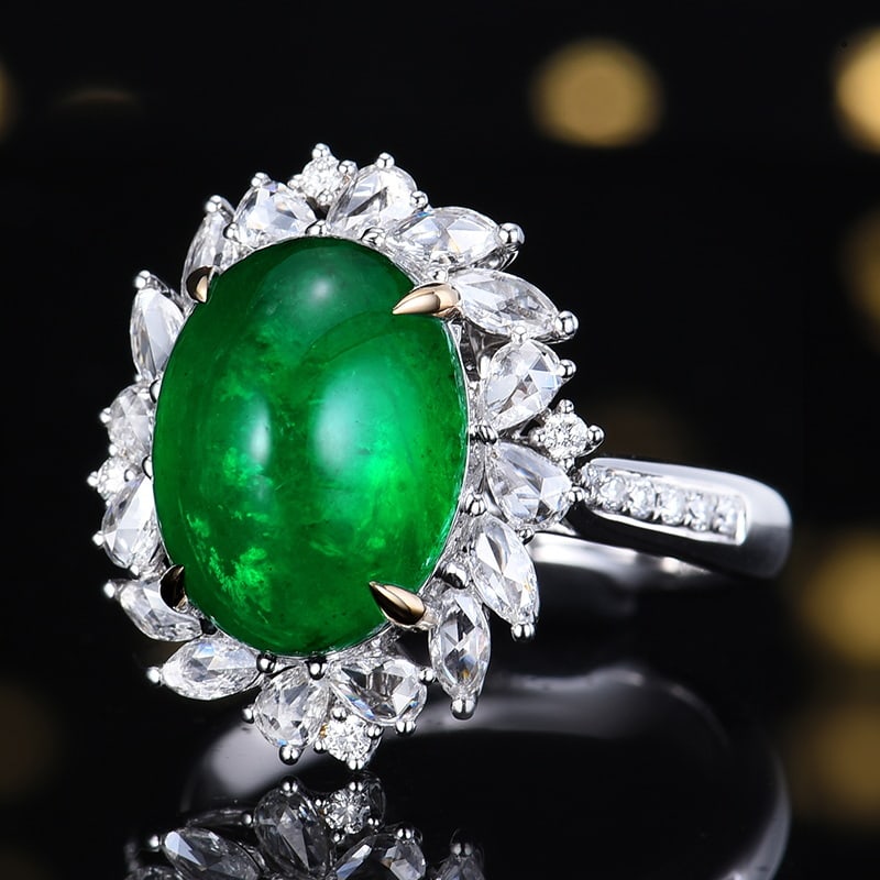 14k Gold 7.51 Ctw Vivid Green Natural Emerald & Diamond Ring/pendant( Without Chain ) - 2
