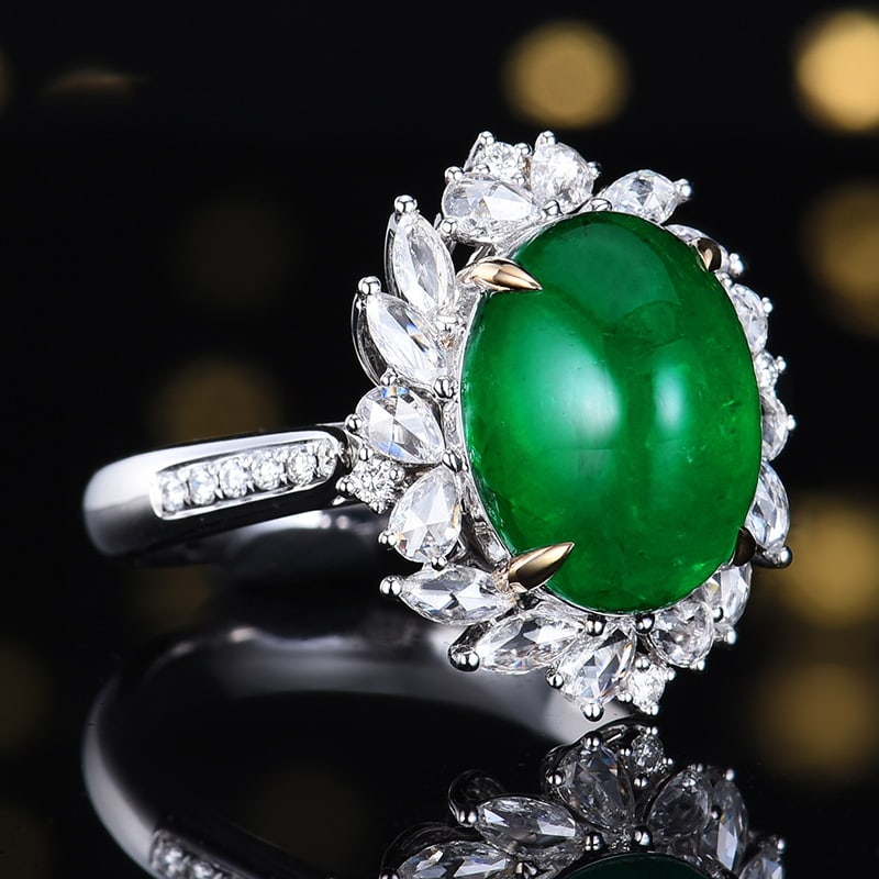 14k Gold 7.51 Ctw Vivid Green Natural Emerald & Diamond Ring/pendant( Without Chain ) - 3