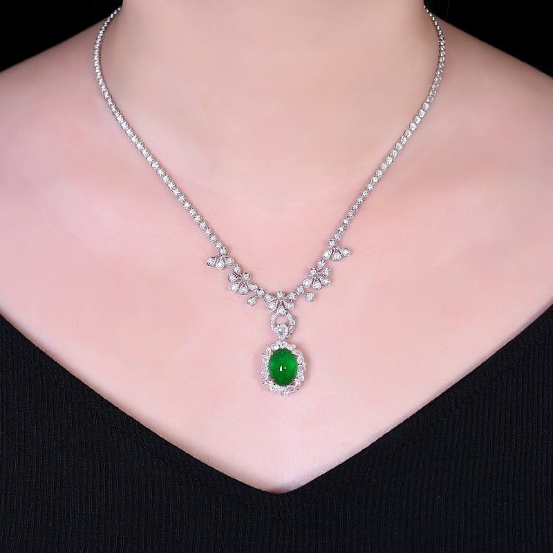 14k Gold 7.51 Ctw Vivid Green Natural Emerald & Diamond Ring/pendant( Without Chain ) - 7