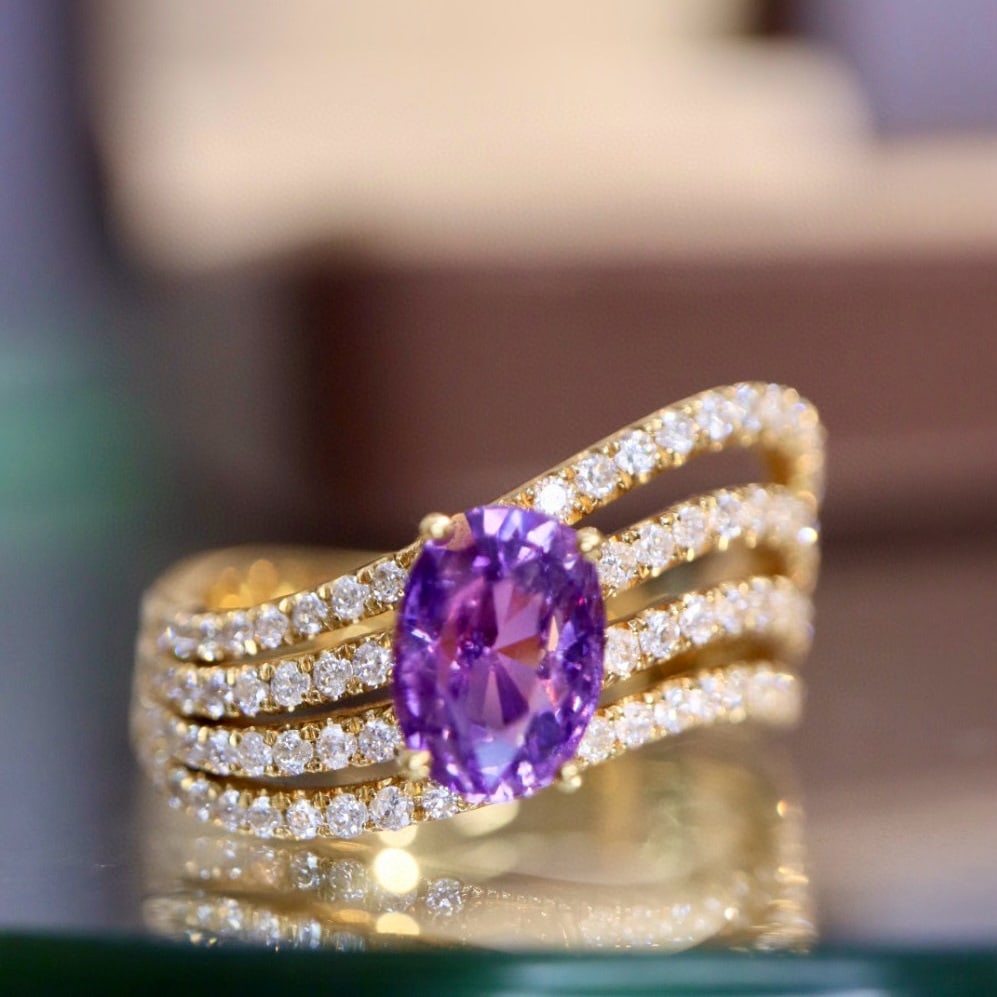 14k Gold 2.29 Ctw Natural Sapphire & Diamond Ring - 4