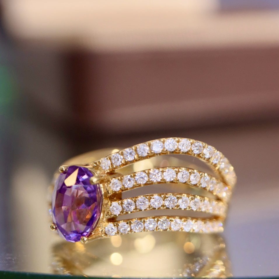 14k Gold 2.29 Ctw Natural Sapphire & Diamond Ring - 6