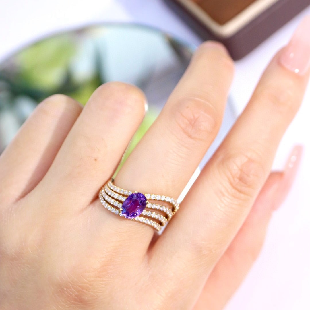 14k Gold 2.29 Ctw Natural Sapphire & Diamond Ring - 7