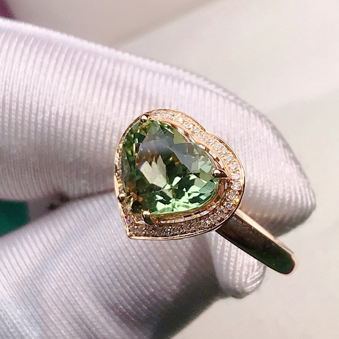 14k Gold 3.52 Ctw Natural Tourmaline & Diamond Ring - 4