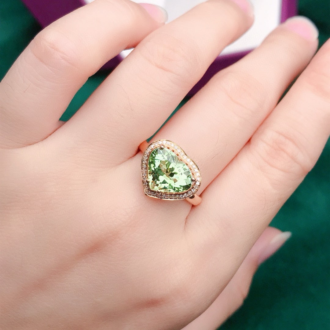 14k Gold 3.52 Ctw Natural Tourmaline & Diamond Ring - 5