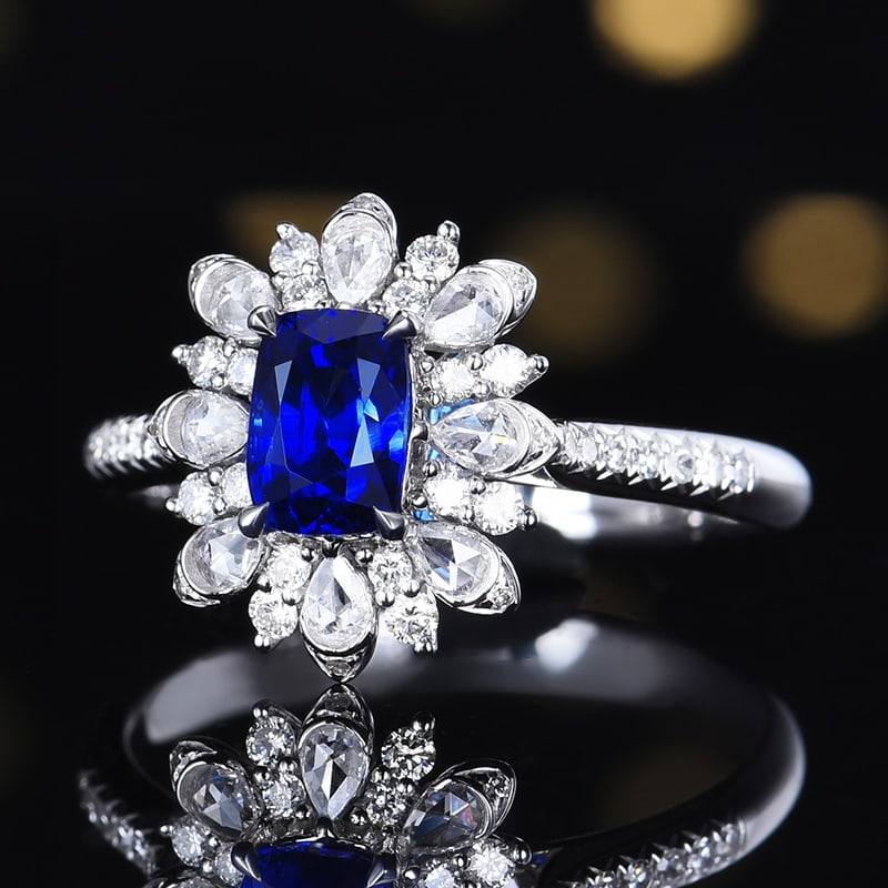 14k Gold 1.49 Ctw Natural Sapphire & Diamond Ring - 2