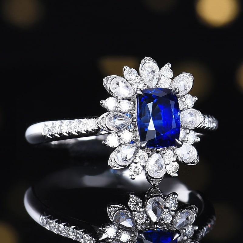 14k Gold 1.49 Ctw Natural Sapphire & Diamond Ring - 3