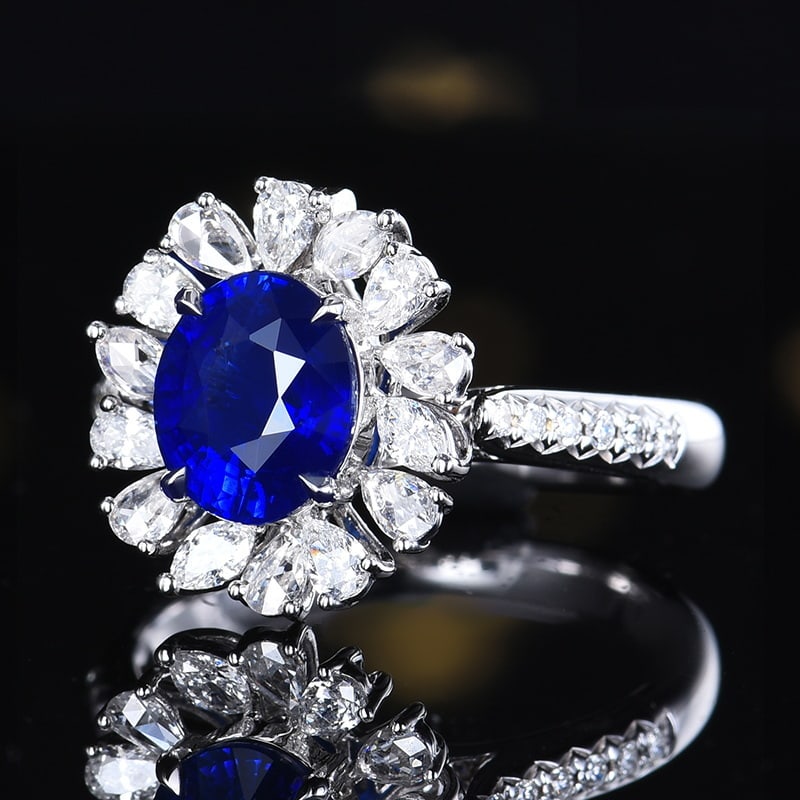 14k Gold 2.75 Ctw Natural Sapphire & Diamond Ring/pendant( Without Chain ) - 2