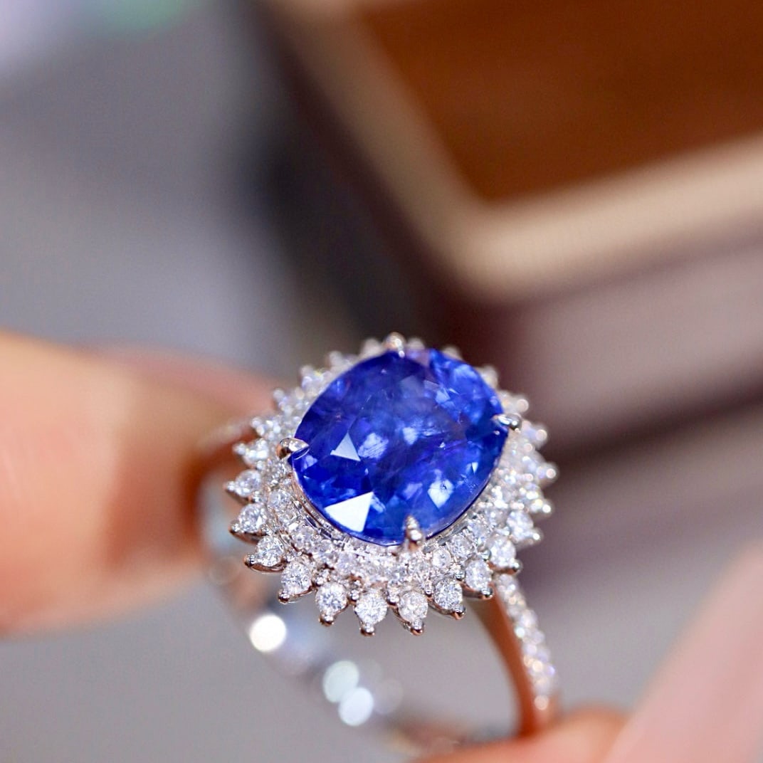 14k Gold 2.79 Ctw Natural Sapphire & Diamond Ring - 2