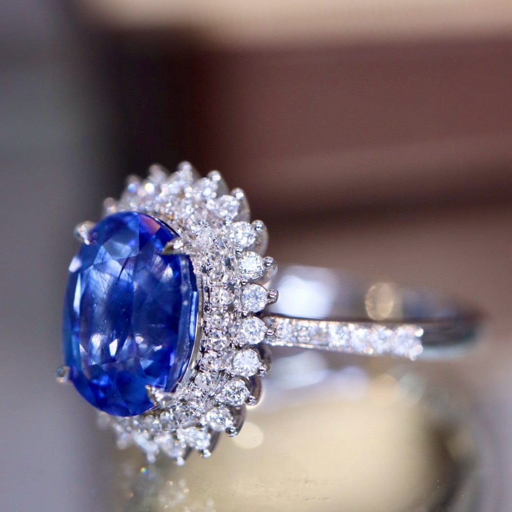 14k Gold 2.79 Ctw Natural Sapphire & Diamond Ring - 6