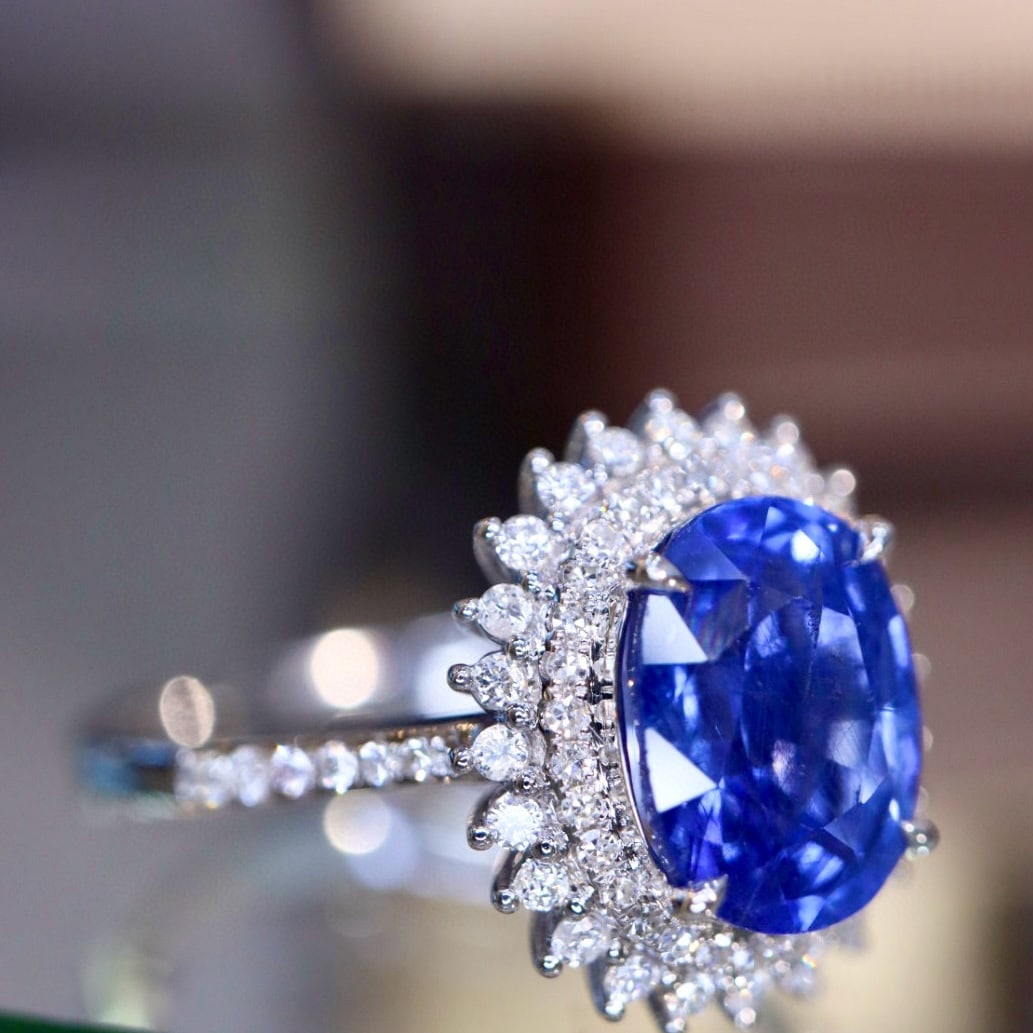 14k Gold 2.79 Ctw Natural Sapphire & Diamond Ring - 7