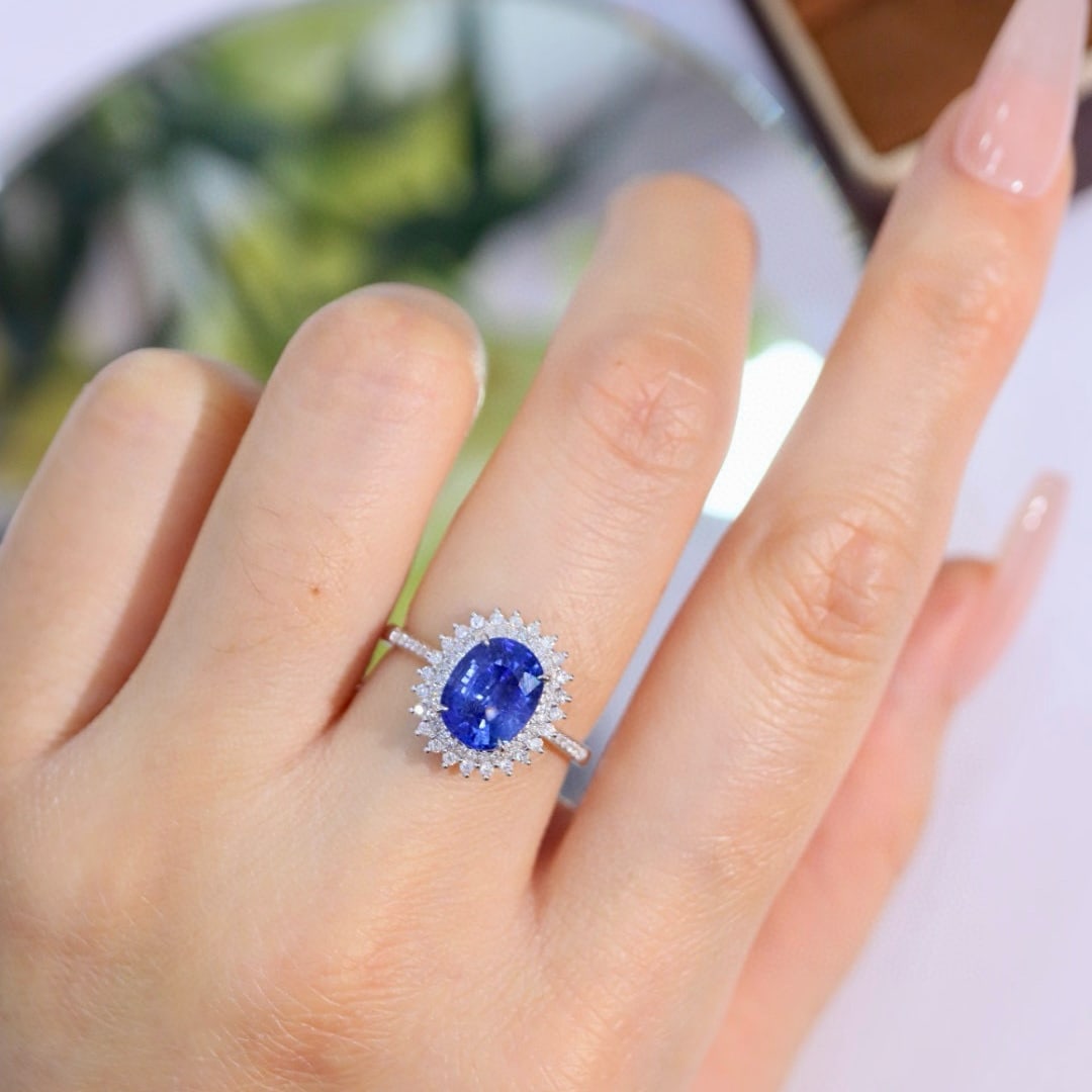 14k Gold 2.79 Ctw Natural Sapphire & Diamond Ring - 8