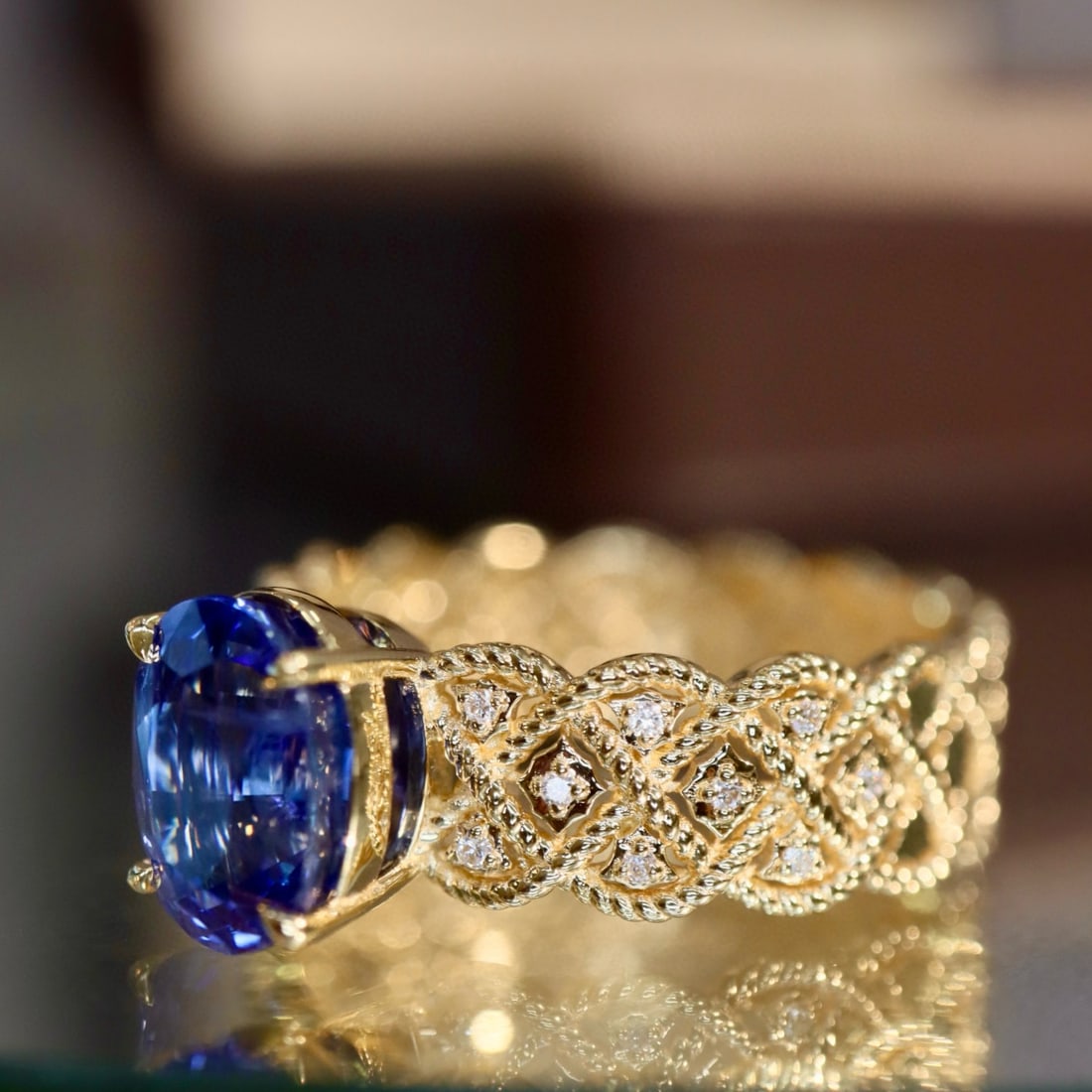 14k Gold 2.43 Ctw Natural Sapphire & Diamond Ring - 2