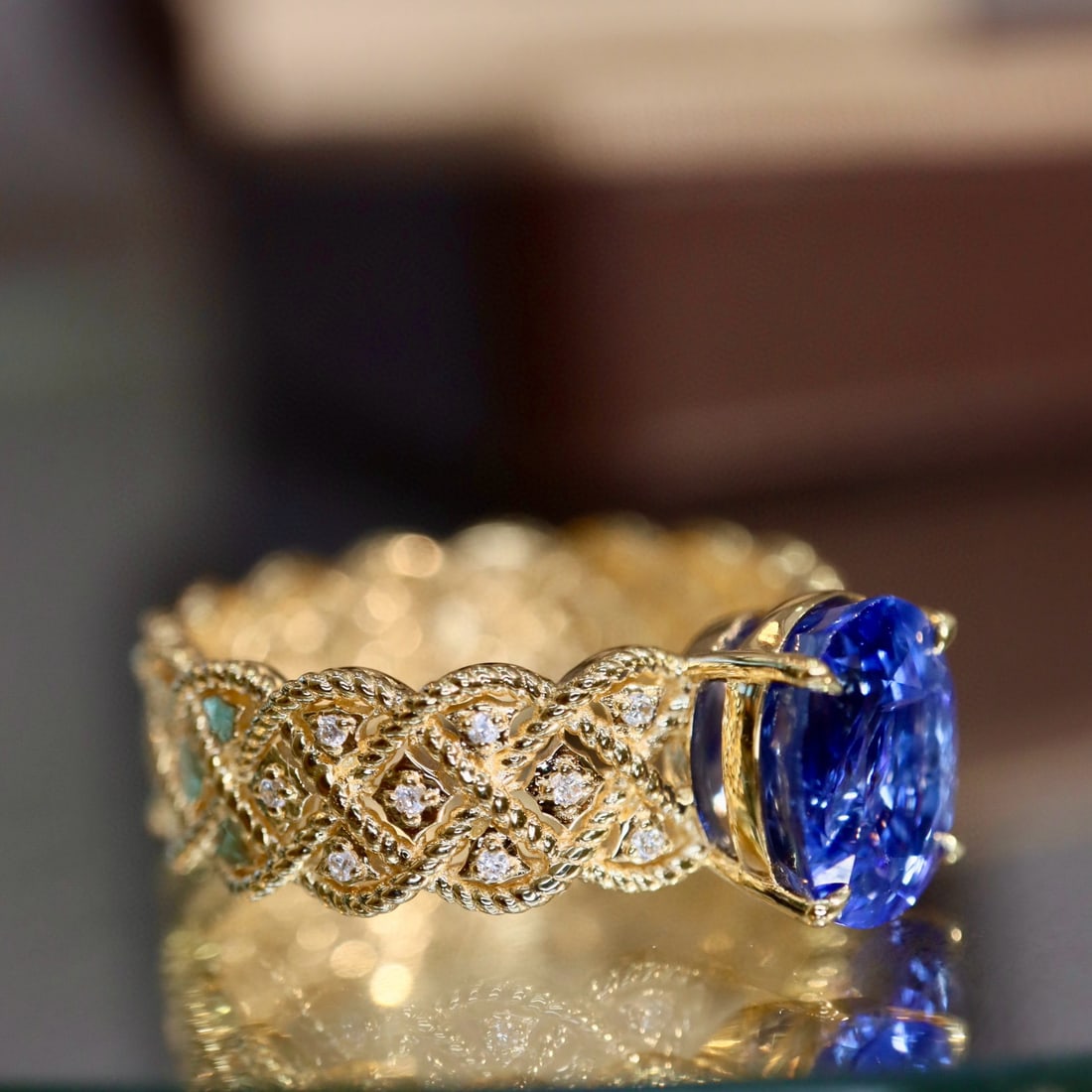 14k Gold 2.43 Ctw Natural Sapphire & Diamond Ring - 3