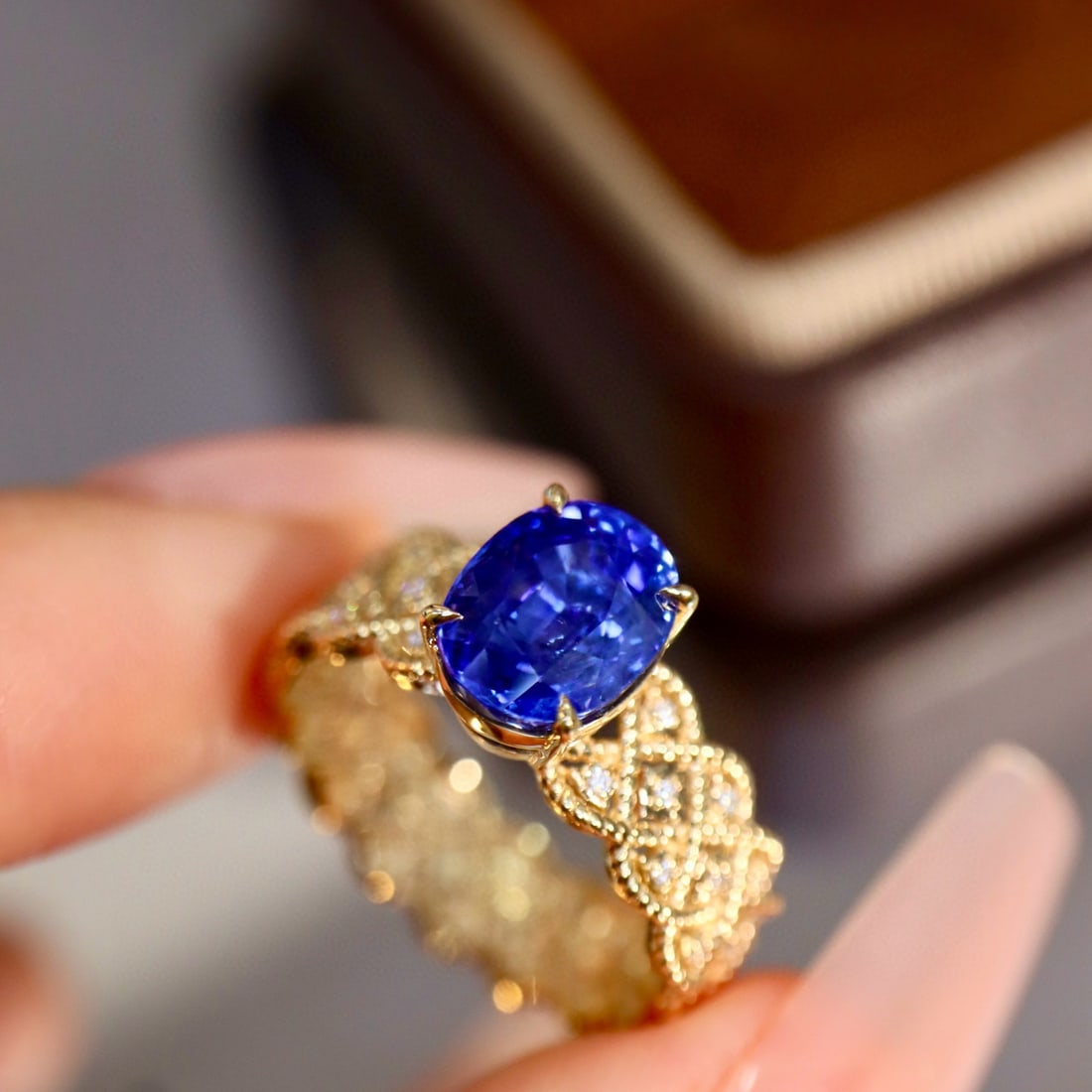 14k Gold 2.43 Ctw Natural Sapphire & Diamond Ring - 6