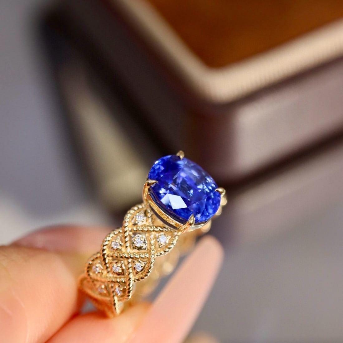 14k Gold 2.43 Ctw Natural Sapphire & Diamond Ring - 7