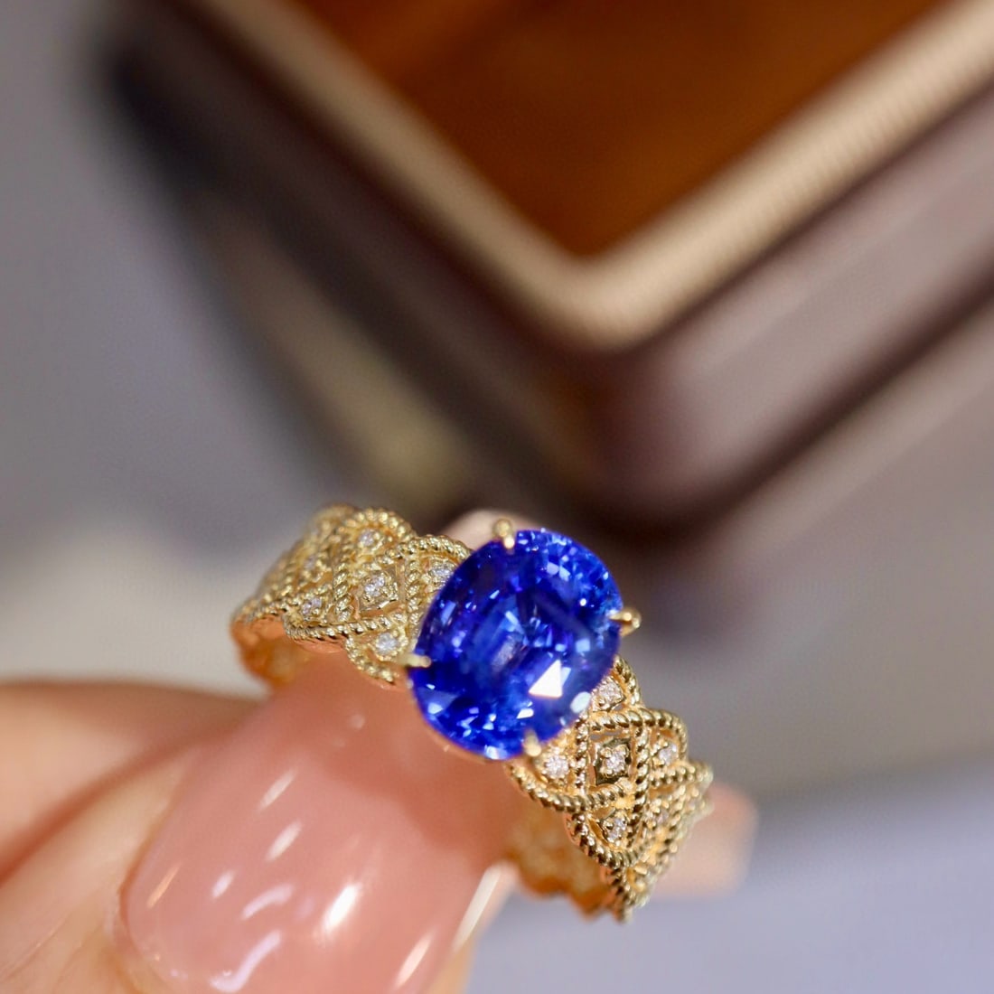 14k Gold 2.43 Ctw Natural Sapphire & Diamond Ring - 8