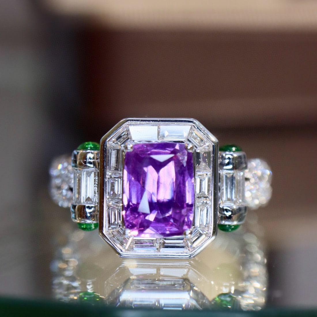 14k Gold 1.66 Ctw Natural Sapphire & Diamond Ring: Ref:230958254 // gold content:14k gold // ring size:7. 25us // // main gemstone:sapphire // shape:cushion // carat weight:1. 1ct // color:purple // treatment:natural // // adjacent gemstone 2 : diamon