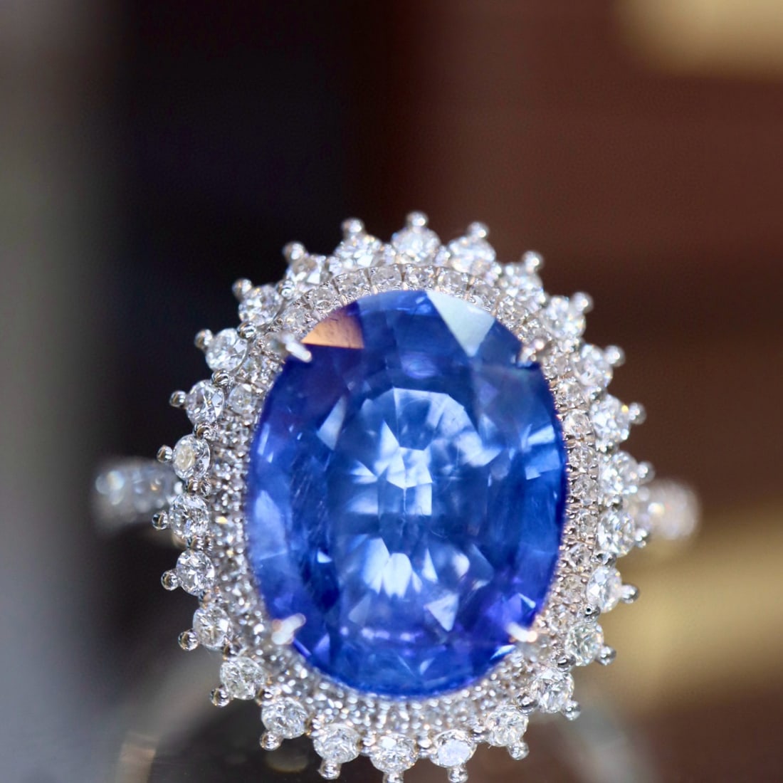 14k Gold 5.29 Ctw Natural Sapphire & Diamond Ring: Ref:230958256 // gold content:14k gold // ring size:7. 25us // // main gemstone:sapphire // shape:oval // carat weight:4. 87ct // color:blue // treatment:natural // // adjacent gemstone 2 :
