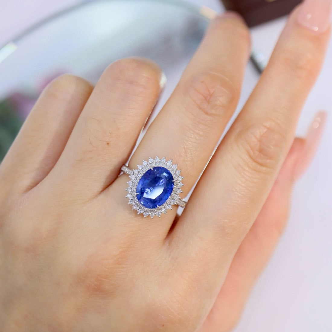 14k Gold 5.29 Ctw Natural Sapphire & Diamond Ring - 4