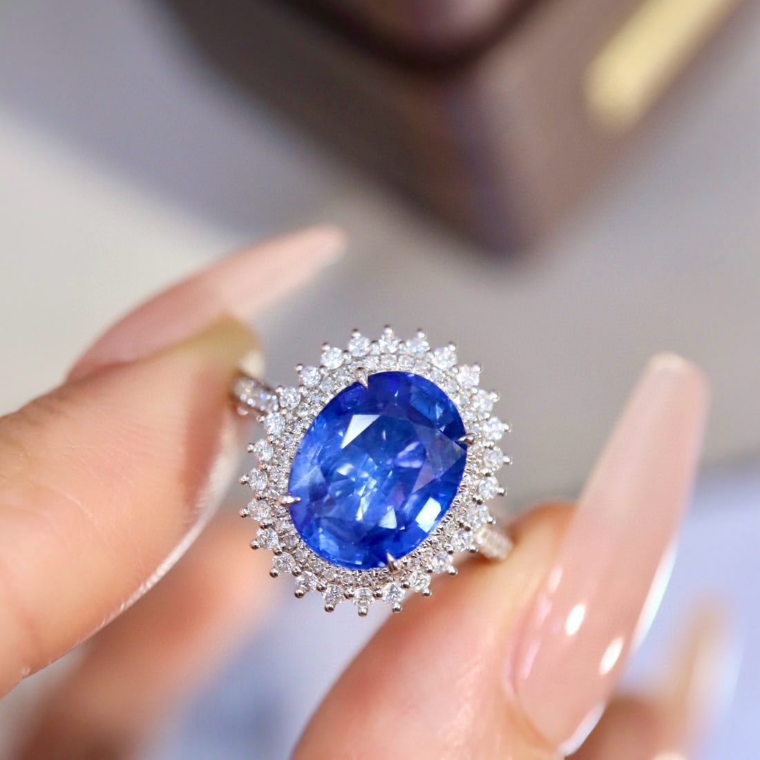 14k Gold 5.29 Ctw Natural Sapphire & Diamond Ring - 5