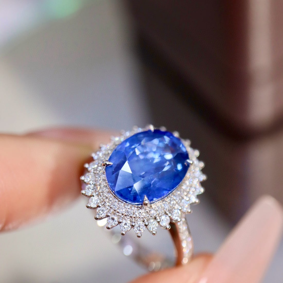 14k Gold 5.29 Ctw Natural Sapphire & Diamond Ring - 6