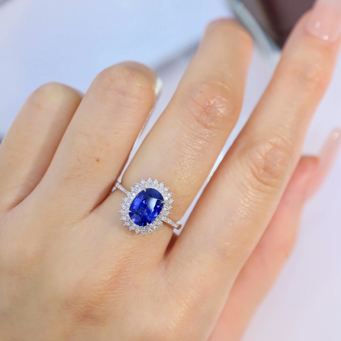 14k Gold 2.19 Ctw Natural Sapphire & Diamond Ring - 4