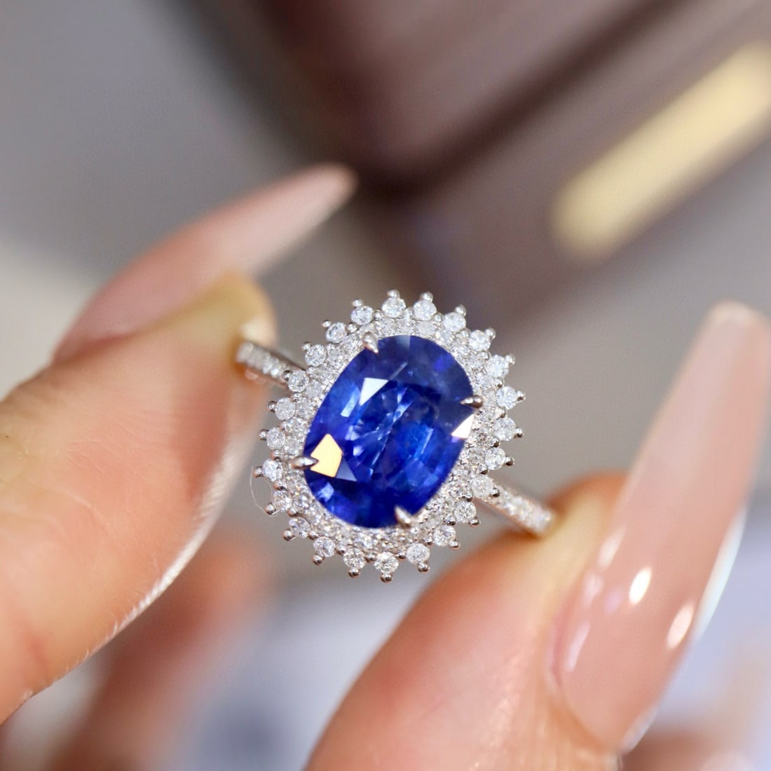 14k Gold 2.19 Ctw Natural Sapphire & Diamond Ring - 5