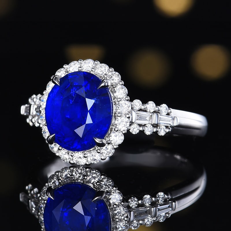 14k Gold 3.60 Ctw Natural Sapphire & Diamond Ring - 2