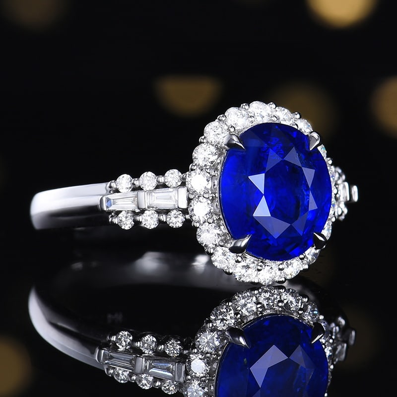14k Gold 3.60 Ctw Natural Sapphire & Diamond Ring - 3