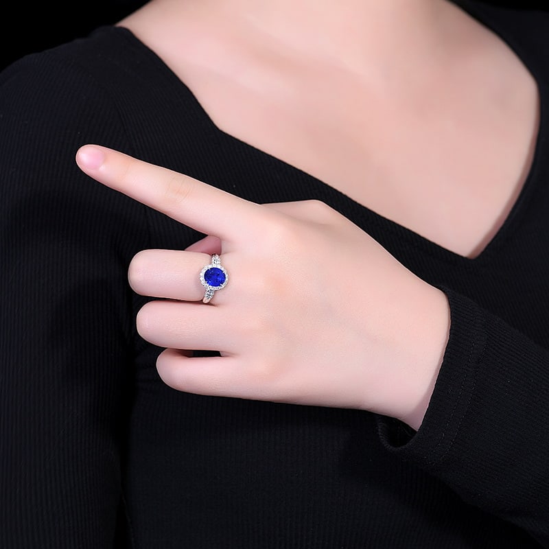 14k Gold 3.60 Ctw Natural Sapphire & Diamond Ring - 5