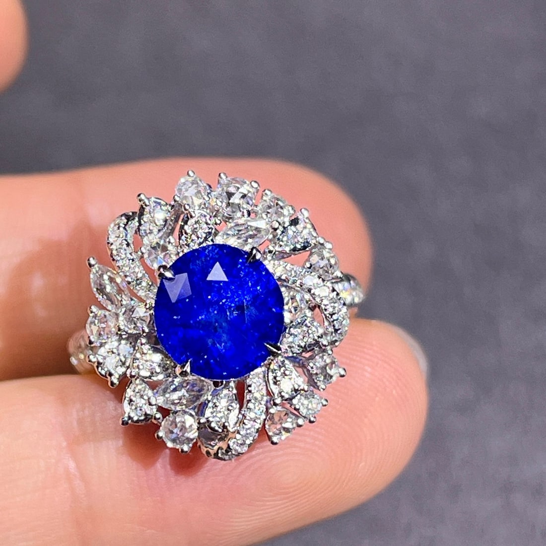 14k Gold 3.72 Ctw Natural Sapphire & Diamond Ring/pendant( Without Chain ) - 2