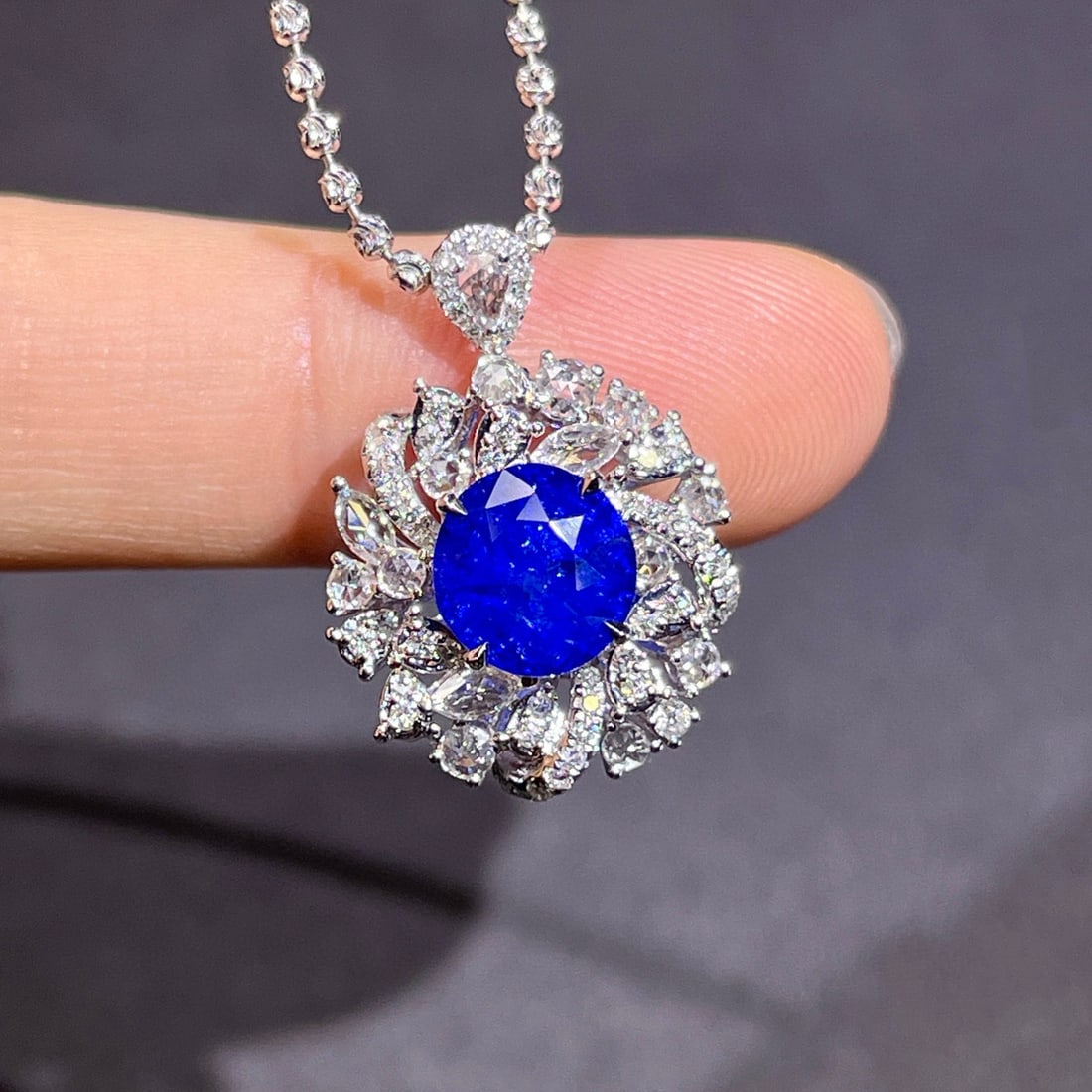 14k Gold 3.72 Ctw Natural Sapphire & Diamond Ring/pendant( Without Chain ) - 3