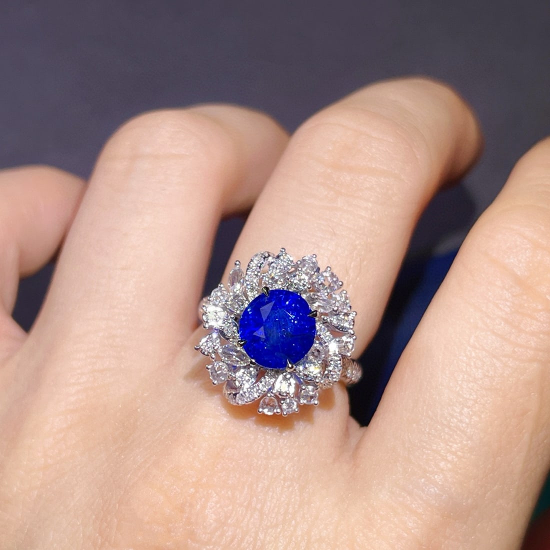 14k Gold 3.72 Ctw Natural Sapphire & Diamond Ring/pendant( Without Chain ) - 4