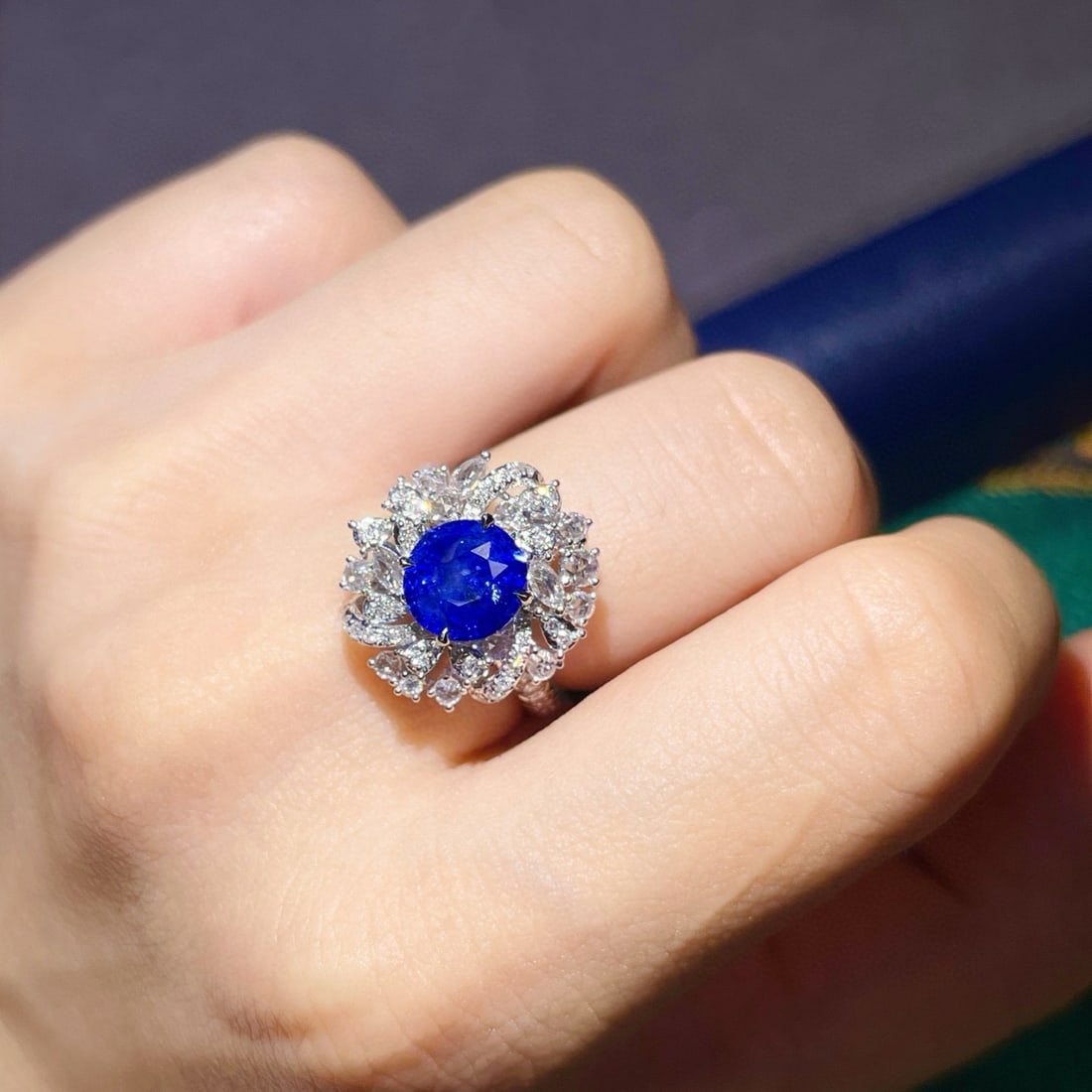 14k Gold 3.72 Ctw Natural Sapphire & Diamond Ring/pendant( Without Chain ) - 5