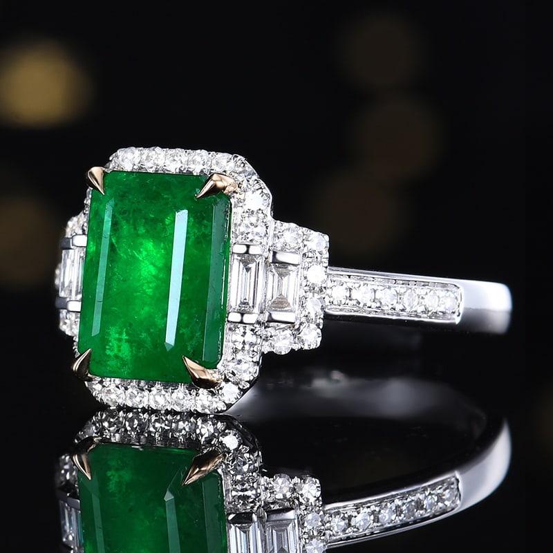 14k Gold 2.47 Ctw Vivid Green Natural Emerald & Diamond Ring - 2