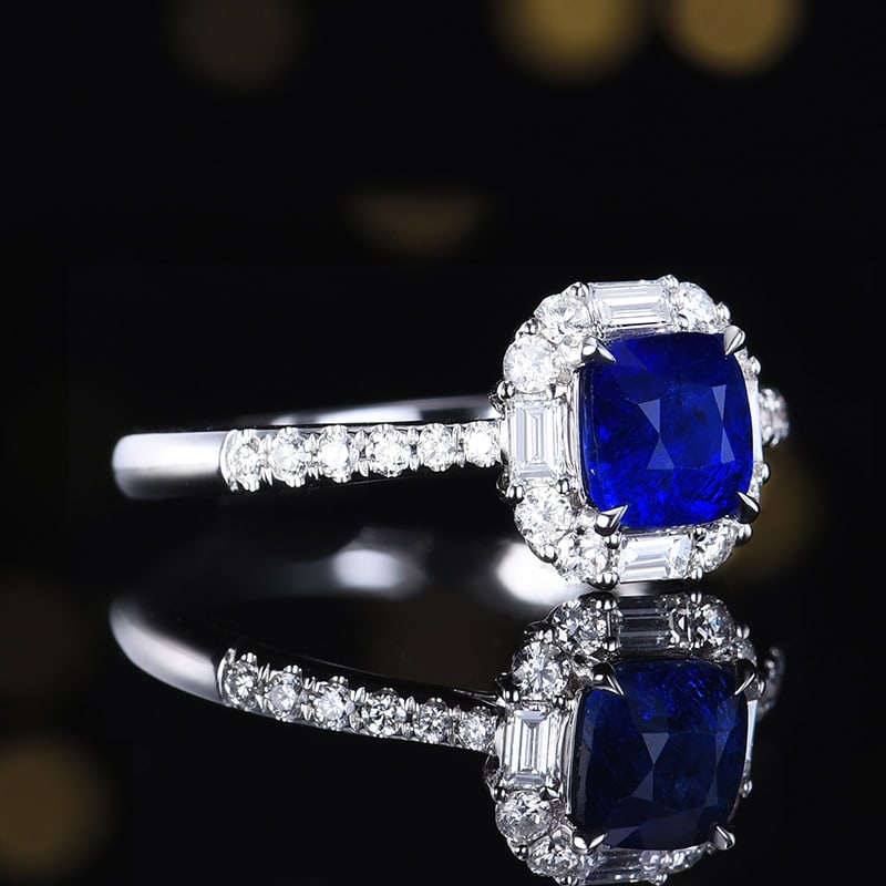 14k Gold 1.69 Ctw Natural Sapphire & Diamond Ring - 3